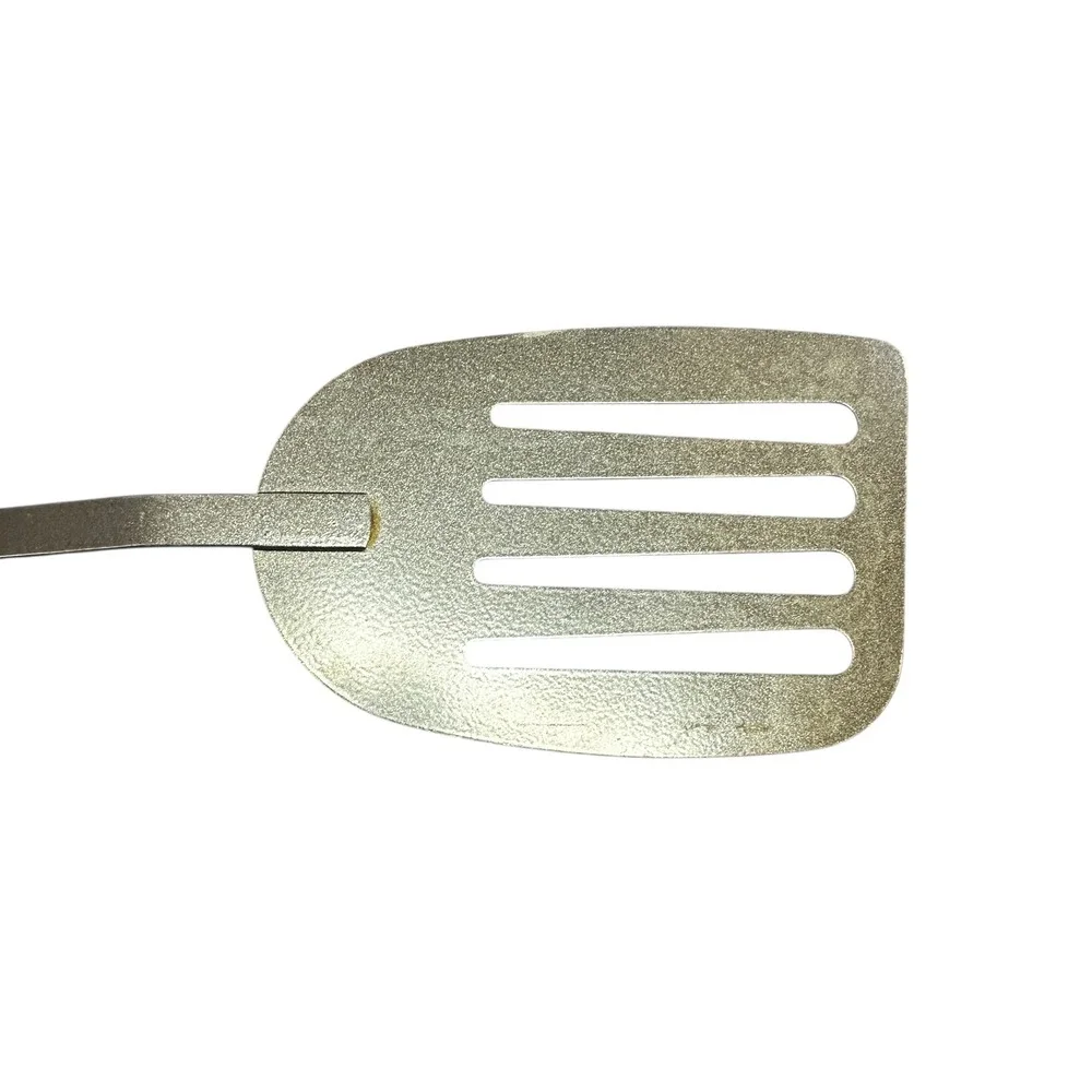 VTG Slotted Spatula Turner‎ Black Ergonomic Handle Long Angled USA Unmarked 14